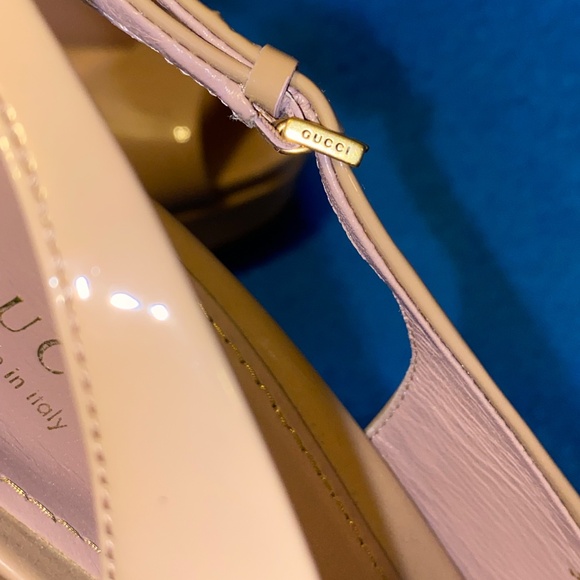 Gucci Beige Patent Leather Peep Toe Platform Slingback Pumps Size 40 US size 10 - Picture 15 of 16